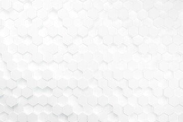 Abstract background. Embossed Hexagon, honeycomb white Background, light and shadow, 3d render