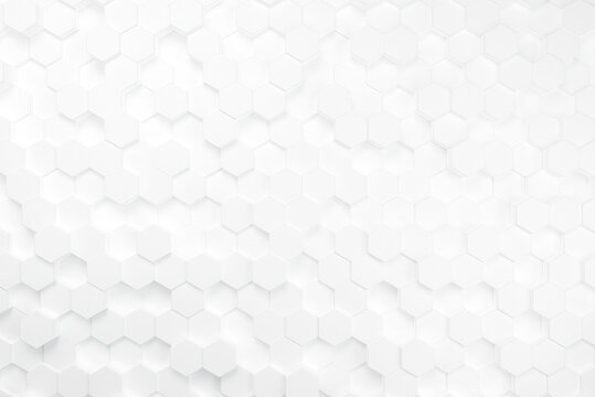 Abstract background. Embossed Hexagon, honeycomb white Background, light and shadow, 3d render © oatawa