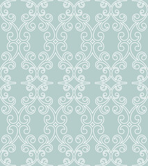 Fototapeta premium Classic seamless vector pattern. Damask orient light blue and white ornament. Classic vintage background. Orient ornament for fabric, wallpaper and packaging