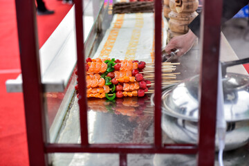 Chinese snacks on market stalls