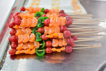 Chinese snacks on market stalls