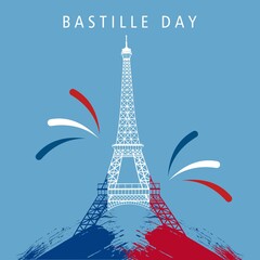 Fototapeta na wymiar French National Day, 14th of July Happy Bastille Day celebration background.