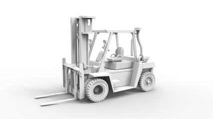 White forklift - 3D rendering
