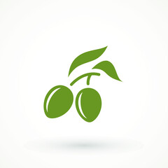 Olive icon sign vector symbol logo illustration for web and mobile olives icon silhouette isolated. Black ripe branch with leaves. Gourmet food emblems. Simple logotype design.