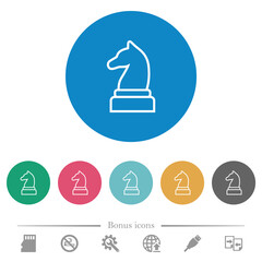 White chess knight flat round icons