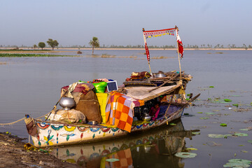 traditional boat house in Indus river mohana tribe ,Pakistan 