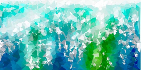 Light blue, green vector poly triangle template.