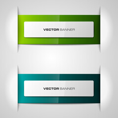 Design shape Origami vector banner. Two full-color glossy rectangle with a flare for your header or suggestions. Smooth stickers inscriptions
