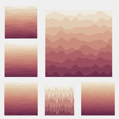 Abstract waves background collection. Curves in yellow brown colors. Beautiful vector illustration.