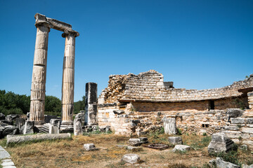 Fototapeta na wymiar Afrodisias Ancient city. (Aphrodisias) was named after Aphrodite, the Greek goddess of love. Aphrodite The most famous of cities called Aphrodisias. The UNESCO World Heritage. Aydın - TURKEY