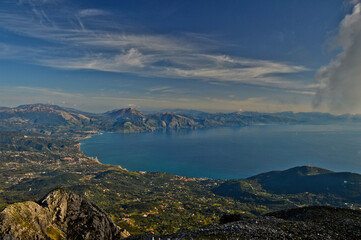Fototapeta na wymiar Panoramic view of the Gulf of Policastro in southern Italy.