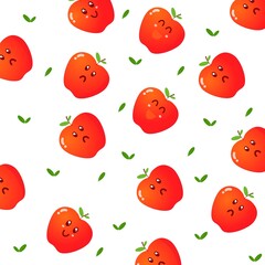 Cute apple character pattern vector