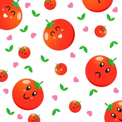 Cute tomato character pattern vector