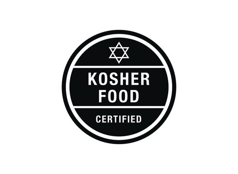 Kosher food  vector sign. vector sign with kosher food text. Certified kosher sign.