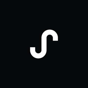 Minimal elegant monogram art logo. Outstanding professional trendy awesome artistic S SJ JS initial based Alphabet icon logo. Premium Business logo white color on black background