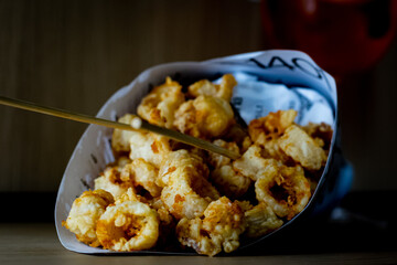 Fried squid in the restourant