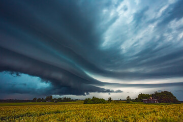 Supercell storm clouds with intense tropic rain