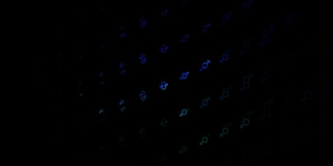 Dark Multicolor vector pattern with feminism elements.