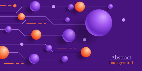 Purple background 3D. Abstract geometric background. Vector illustration. Horizontal violet banner. Design card, cover, wallpaper.