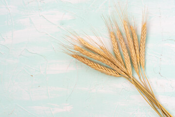 Wheat on the table - top view