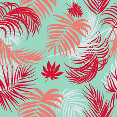 Tropical jungle palm leaves seamless pattern