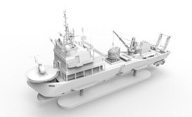 Fototapeta premium Deep Sea Explorer Boat - 3D rendering
