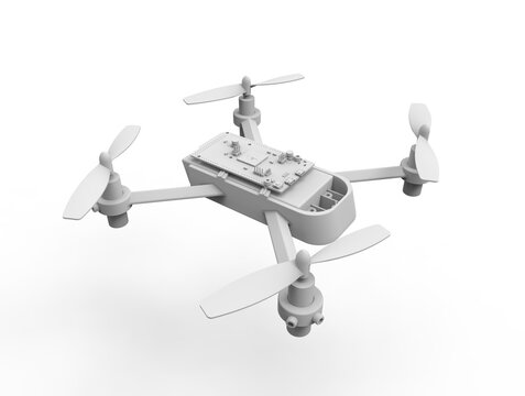 White Homemade Drone - 3D Rendering