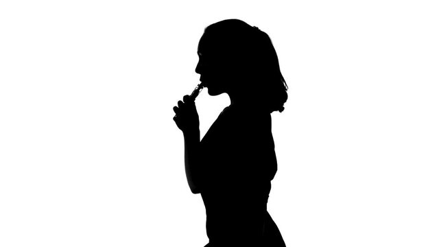 Video of vaper woman smoking e-cigarette