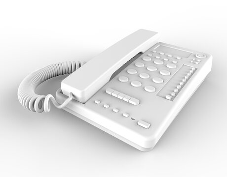 White rendering old telephone 3D