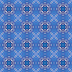 blue painted ornamental pattern tile
