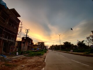 Fototapeta premium sunset in the city