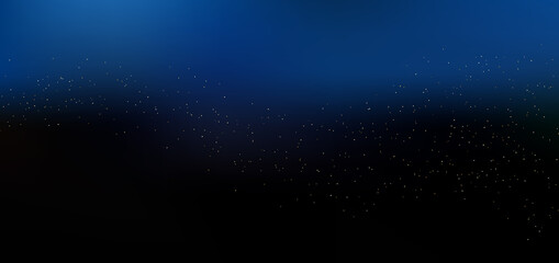 Magic night dark blue sky background with golden glitter sparkling