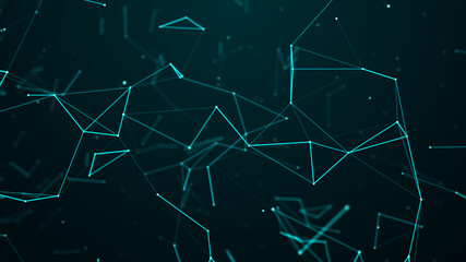Digital plexus of glowing lines and dots. Abstract background. 3D rendering. Network or connection. 3d rendering.