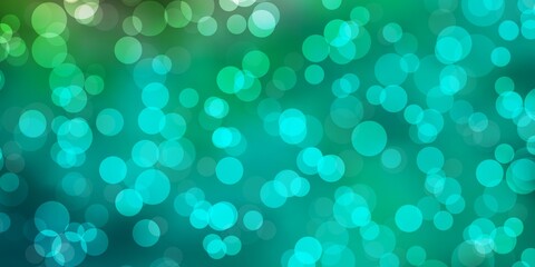 Light Green vector texture with circles. Glitter abstract illustration with colorful drops. Pattern for booklets, leaflets.