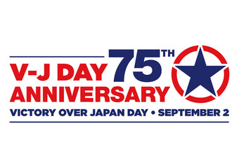 Logo for the V-J Day 75th Anniversary - 2 september 1945, the WII Victory Over Japan Day 
