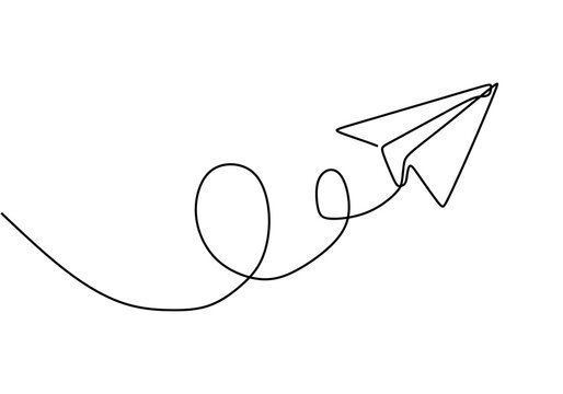 Continuous one line drawing of Airplane with line path vector with minimalist design isolated in one white background.