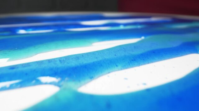 super close up. the process of making panels of epoxy resin, handmade