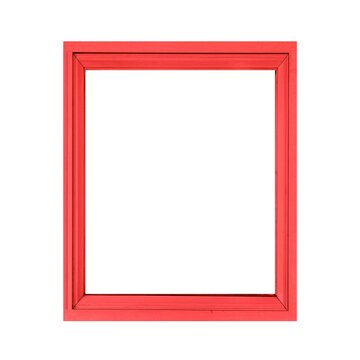 Vintage red wood picture frame isolated on a white background