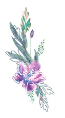 Watercolor Hand Painted Floral Illustration.