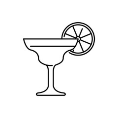 Icono plano lineal cocktail margarita en color negro