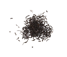 black Ceylon tea isolated on a white background, top view