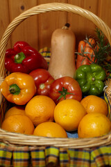 Still life of vegetables and fruits of the garden