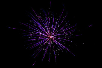Purple and Red Firework on Black Background Long Exposure
