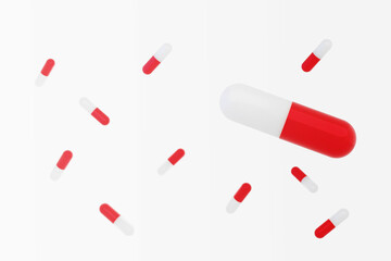 medical capsule chemical dose for healthcare, 3d illustration.