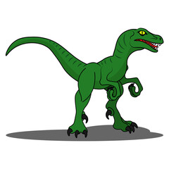 Raptor dinosaur. Vector illustration on the theme of archaeology and dinosaurs on a white isolated background.