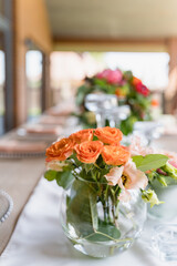 Wedding table setting with flowers