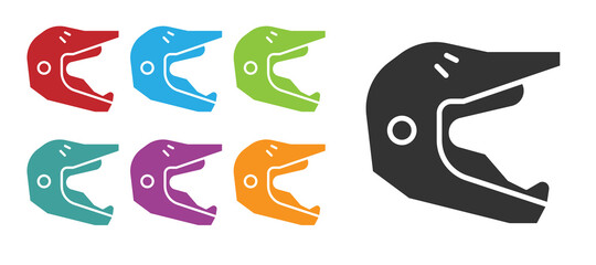 Black Motocross motorcycle helmet icon isolated on white background. Set icons colorful. Vector Illustration.