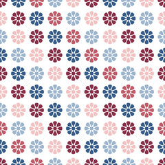Flowers. Blue, cyan, pink colors. Seamless pattern design for cover page, fabric, wrapping paper, background, wallpaper. Vector.