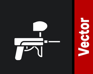 White Paintball gun icon isolated on black background. Vector Illustration.