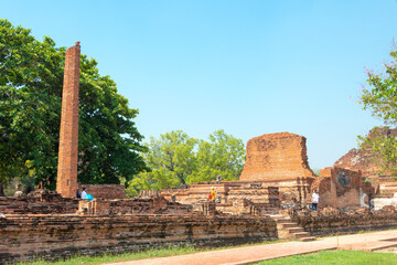 Fototapeta na wymiar WAT MAHATHAT in Ayutthaya, Thailand. It is part of the World Heritage Site - Historic City of Ayutthaya.